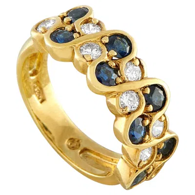 Pre-owned Lb Exclusive 18k Yellow Gold 0.64ct Diamond And Sapphire Ring Mf18-062426