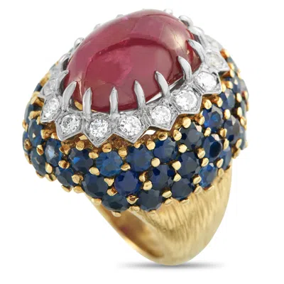 Lb Exclusive 18k Yellow Gold 0.64ct Diamond, Ruby, And Sapphire Ring Mf49-122325