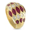 Lb Exclusive 18k Yellow Gold 0.70 Ct Diamond And 2.62 Ct Ruby Cocktail Ring Mf19-073125 In Gold