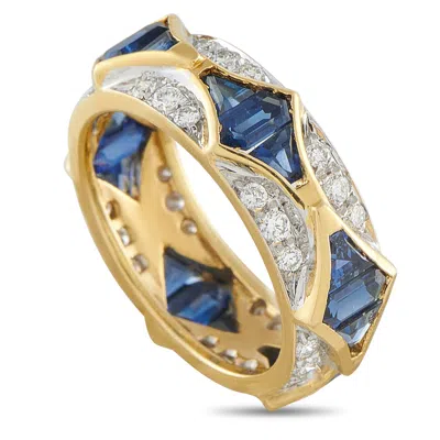 Lb Exclusive 18k Yellow Gold 0.70ct Diamond And Sapphire Ring Mf08-121525 In Brown