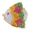 Lb Exclusive 18k Yellow Gold 0.74ct Diamond, Tsavorite, Ruby, And Sapphire Fish Brooch Mf11-071825 In Gold