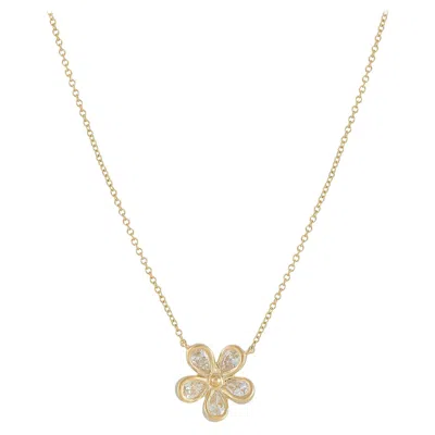 Pre-owned Lb Exclusive 18k Yellow Gold 0.75ct Diamond Flower Necklace Ank-19121-1-y
