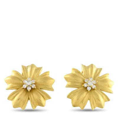 Lb Exclusive 18k Yellow Gold 0.78 Ct Diamond Flower Earrings Mf10-090525