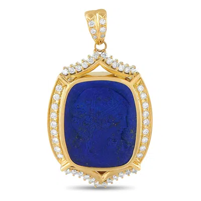 Lb Exclusive 18k Yellow Gold 0.80ct Diamond And Lapis Pendant Mf26-110525 In Blue