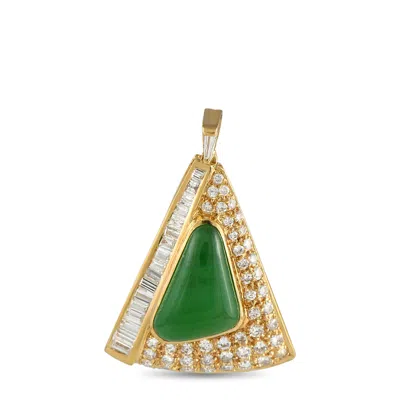 Lb Exclusive 18k Yellow Gold 0.82ct Diamond And Jade Triangle Pendant Mf11-052825