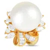 Lb Exclusive 18k Yellow Gold 0.85ct Diamond And Pearl Ring Mf16-091124 In Gold