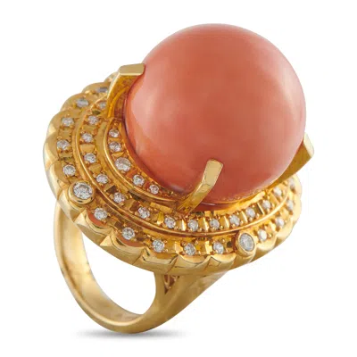 Lb Exclusive 18k Yellow Gold 0.89ct Diamond And Coral Ring Mf31-043026