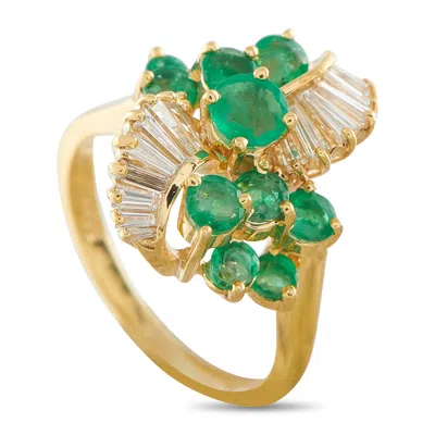 Lb Exclusive 18k Yellow Gold 0.90ct Diamond And Emerald Ring Mf27-050626