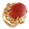 Lb Exclusive 18k Yellow Gold 0.97ct Diamond And Coral Ring Mf24-061325 In Red