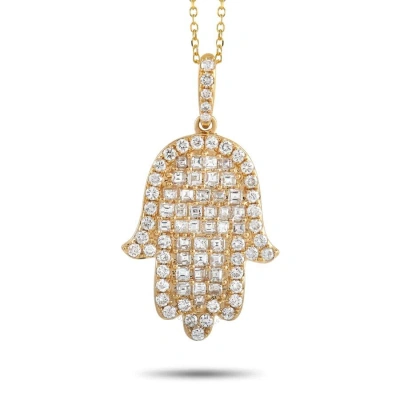 Lb Exclusive 18k Yellow Gold 1.23 Ct Diamond Hamsa Necklace In Multi-color