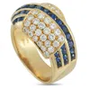 Lb Exclusive 18k Yellow Gold 1.01ct Diamond And Sapphire Ring Mf52-101725 In Gold