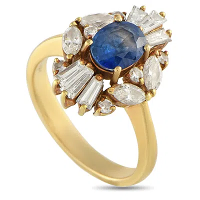 Lb Exclusive 18k Yellow Gold 1.02ct Diamond And Sapphire Ring Mf06-092525