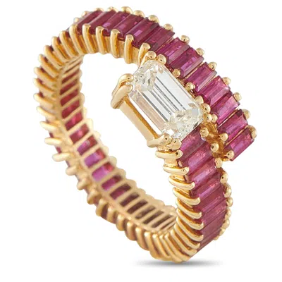 Lb Exclusive 18k Yellow Gold 1.04ct Diamond And Ruby Ring #5344