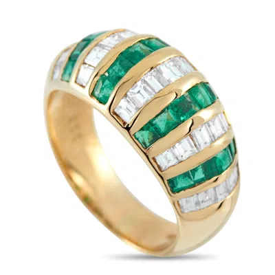 Lb Exclusive 18k Yellow Gold 1.07ct Diamond And Emerald Ring Mf44-101725