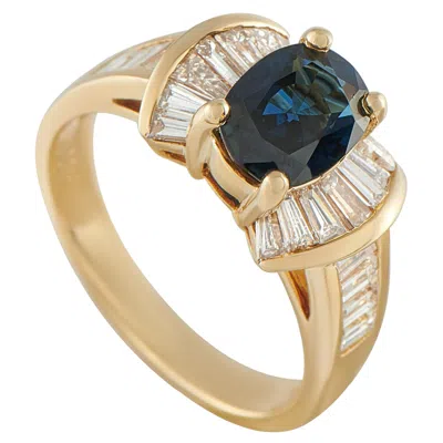 Pre-owned Lb Exclusive 18k Yellow Gold 1.08ct Diamond And Sapphire Ring