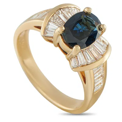 Lb Exclusive 18k Yellow Gold 1.08ct Diamond And Sapphire Ring Mf50-101625 In Blue