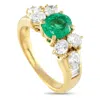 Lb Exclusive 18k Yellow Gold 1.0ct Diamond And Emerald Ring Mf09-073125 In Gold