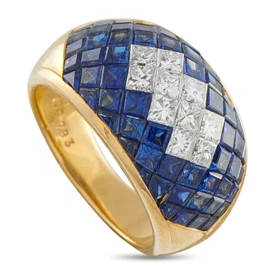 Lb Exclusive 18k Yellow Gold 1.0ct Diamond And Sapphire Ring Mf08-112425