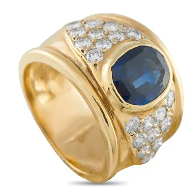Lb Exclusive 18k Yellow Gold 1.0ct Diamond And Sapphire Ring Mf11-103125