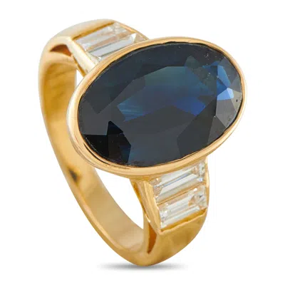 Lb Exclusive 18k Yellow Gold 1.0ct Diamond And Sapphire Ring Mf30-050726