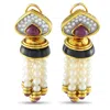 Lb Exclusive 18k Yellow Gold 1.0ct Diamond, Ruby, And Pearl Clip-on Earrings Mf20-072925 In Gold
