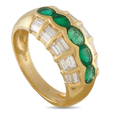 Lb Exclusive 18k Yellow Gold 1.10ct Diamond And Emerald Ring Mf06-121525