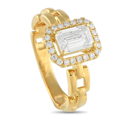 Lb Exclusive 18k Yellow Gold 1.25 Ct Diamond Square Link Ring Alr-20066-y