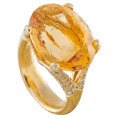 Pre-owned Lb Exclusive 18k Yellow Gold 1.25ct Diamond And Citrine Ring Mf18-050626