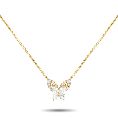 Lb Exclusive 18k Yellow Gold 1.30ct Diamond Butterfly Necklace Ank-19761-y