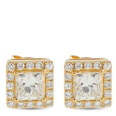 Lb Exclusive 18k Yellow Gold 1.37ct Diamond Square Stud Earrings Aer-19363-y