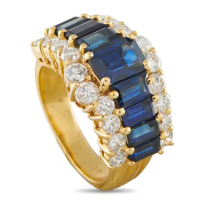 Lb Exclusive 18k Yellow Gold 1.40ct Diamond And Sapphire Ring Mf26-050126