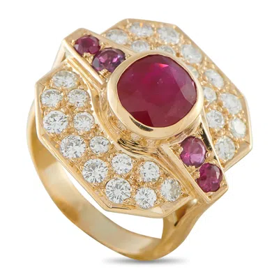 Lb Exclusive 18k Yellow Gold 1.50ct Ruby Art Deco Ring Mf34-031726