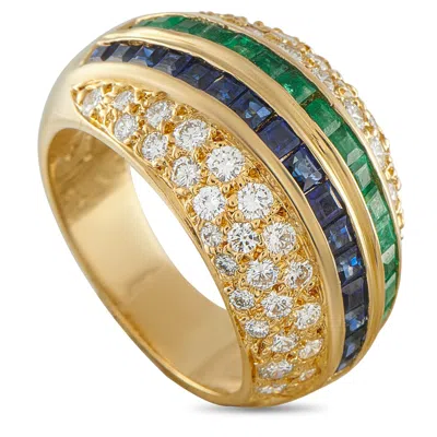 Lb Exclusive 18k Yellow Gold 1.51ct Diamond, Emerald, And Sapphire Ring Mf18-022326 In Multi
