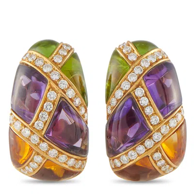 Lb Exclusive 18k Yellow Gold 1.60ct Diamond, Amethyst, Citrine, And Peridot Earrings Mf09-070125