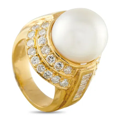 Lb Exclusive 18k Yellow Gold 1.60ct Diamond And Pearl Ring Mf33-050126