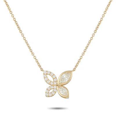 Lb Exclusive 18k Yellow Gold 1.62 Ct Diamond Butterfly Necklace Ank-20491-y In Brown