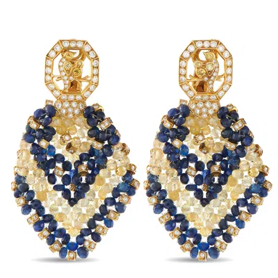 Lb Exclusive 18k Yellow Gold 1.68ct Diamond And Sapphire Earrings Mf05-040626