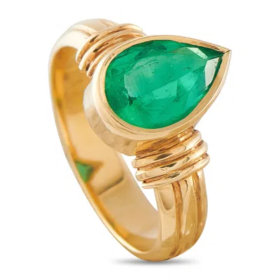 Lb Exclusive 18k Yellow Gold 1.75ct Colombian Emerald Ring Mf08-051826 In Green