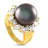Lb Exclusive 18k Yellow Gold 1.76ct Diamond And Tahitian Pearl Ring Mf01-013025 In Gold