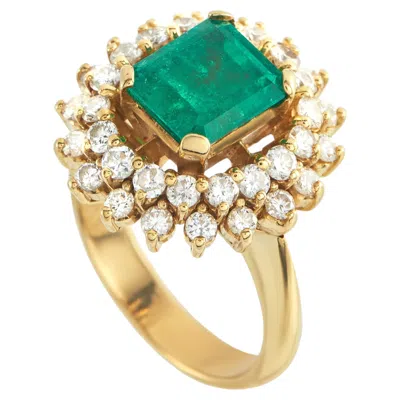 Pre-owned Lb Exclusive 18k Yellow Gold 1.90ct Diamond And Emerald Ring Mf24-030226