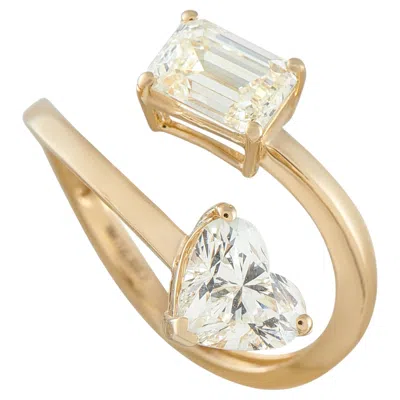 Pre-owned Lb Exclusive 18k Yellow Gold 2.0ct Diamond Bypass Ring Mf20-051426