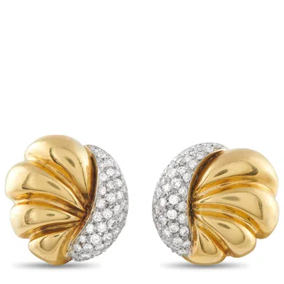 Lb Exclusive 18k Yellow Gold 2.10 Ct Diamond Shell Earrings Mf04-011926