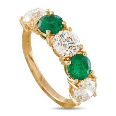 Lb Exclusive 18k Yellow Gold 2.10ct Diamond And Emerald 5-stone Ring Mf16-062226