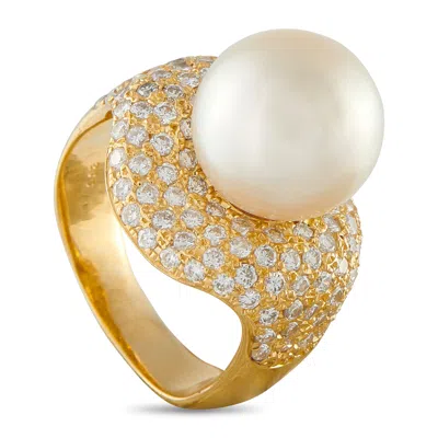 Lb Exclusive 18k Yellow Gold 2.15ct Diamond And Pearl Ring Mf28-043026