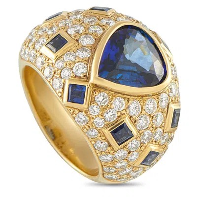 Lb Exclusive 18k Yellow Gold 2.17ct Diamond And Sapphire Ring Mf45-101725