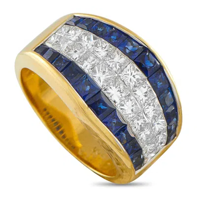 Lb Exclusive 18k Yellow Gold 2.22ct Diamond And Sapphire Ring Mf01-112525