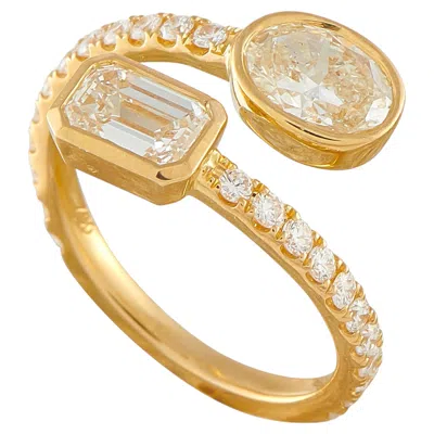 Pre-owned Lb Exclusive 18k Yellow Gold 2.28ct Diamond Bypass Ring Alr-20093-y