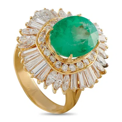 Lb Exclusive 18k Yellow Gold 2.42ct Diamond And Emerald Ring Mf44-050726 In White