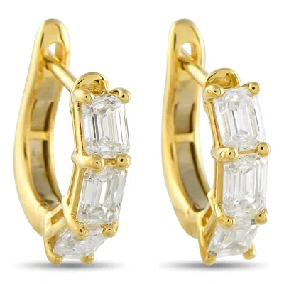 Lb Exclusive 18k Yellow Gold 2.45 Ct Emerald-cut Diamond Huggie Hoop Earrings Aer-19394-3-y