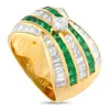 Lb Exclusive 18k Yellow Gold 2.67 Ct Diamond And 1.76 Ct Emerald Wide Band Ring Mf31-101025 In Gold